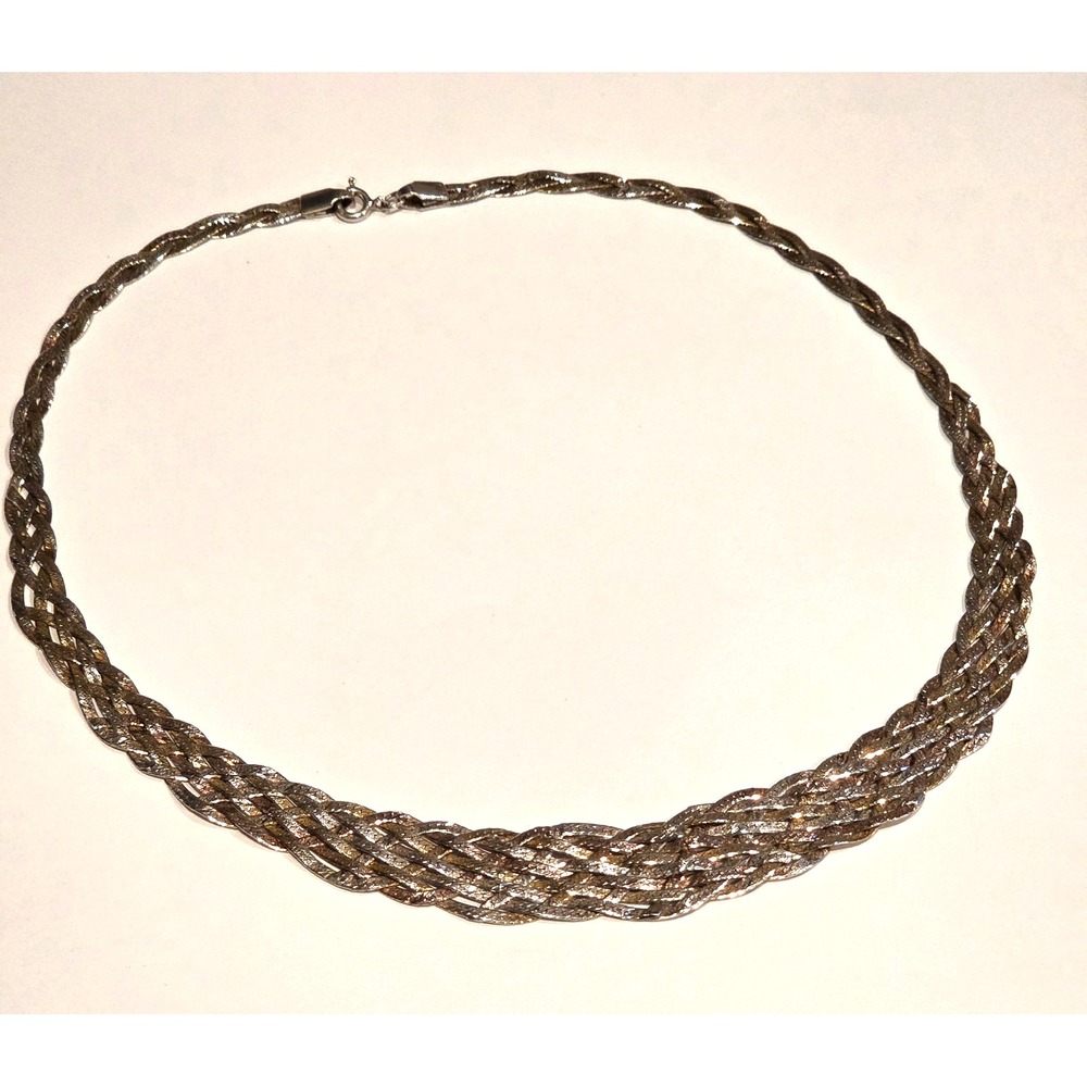 Necklace - Sterlling and Gold Plated Basketweave 18" and 18g